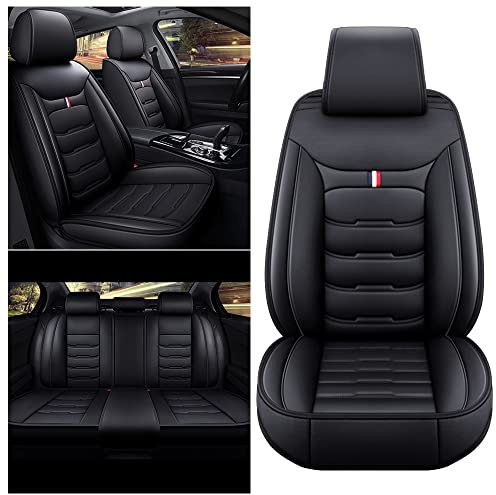 Maidao Autositzbezüge für Honda Civic 2005-2011, 5-Sitze Ledersitzbezüge Allwetter wasserdichtes Komfortabler Autositzbezug Full Set Sitzbezüge Schwarz