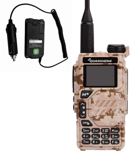 Quansheng UV-K5 Camouflage Tarnmuster Tragbares Dual-Band Zweiwege-Funkgerät (VHF/UHF) 5W FM Walkie Talkies w/Auto Ladegerät 12V/24v