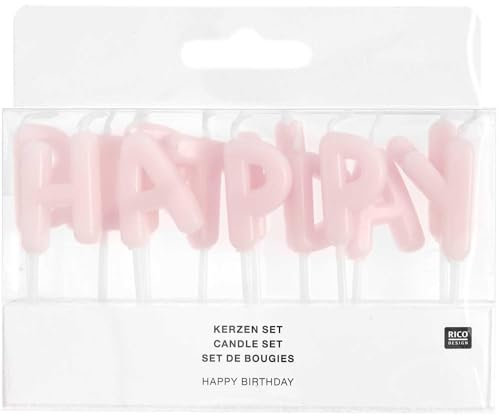 Kerzen Happy Birthday, Rosa