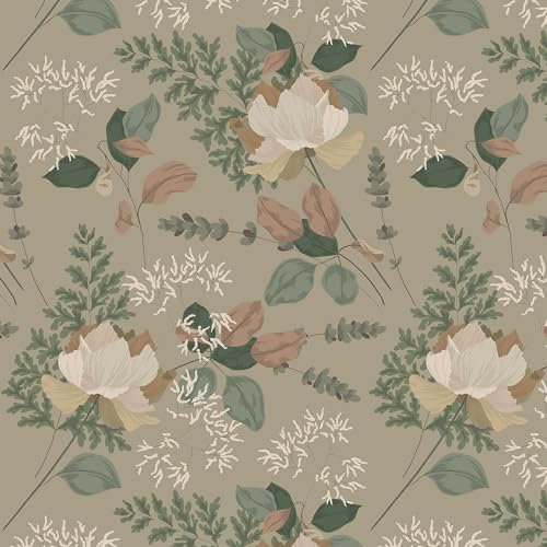 Reqfen Self Adhesive Wallpaper 41CM*5M Floral Wallpaper Vintage Peel and Stick Wallpaper Brown Waterproof Vinyl Film Renter Friendly Contact Paper for Bedroom Living Room Bathroom Cabinets Decor