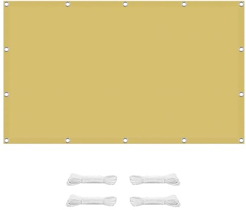 Sun Shade Sail 7 x 10 m(276 x 394inch) Pes Polyester Right Angle Resistant Anti-Uv Outdoor Sun Shade Sail Outdoor Full Accessories for Garden Glass Room Patio Pergola, Sand yellow