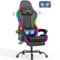 Devoko Gaming Stuhl mit led, Cool Racing Gamer Stuhl, Ergonomischer Bürostuhl mit Massagefunktion, mit Teleskop Fußstütze, Verstellbare Rückenlehne 90-135°, Gamingstuhl 150 kg belastbarkeit, Graue