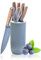 Set di coltelli, 6 pezzi Khaki Sharp Knife Block Set per cucina, antiaderente antiscivolo in acciaio inossidabile Chef Set con blocco universale coltello adatto per la casa ristorante Picnic (Blu)