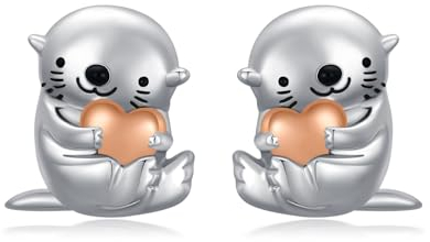 PROESS Otter Ohrringe 925 Sterling Silber Niedlich Seeotter Ohrstecker Otter Schmuck Geschenke für Frauen und Mädchen Otter Liebhaber