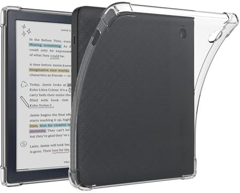 Tenano Coque Transparente pour Kobo Libra Colour (Modèle : N428, Sortie 2024), Housse Arrière en Silicone Légère et Anti-Rayures, Transparente