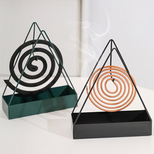 Support Spirale Anti Moustique Portables Ttriangulaires Porte Spirale Anti Moustique Métal Porte Encens Spirale Anti Moustique pour Maison, Extérieur 2 pièces