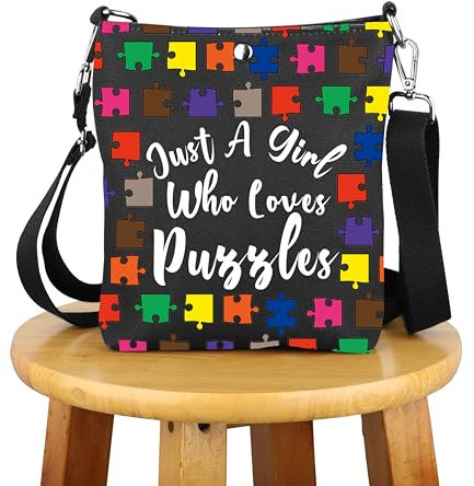 G2TUP Puzzles Lover Gift Just A Girl Who Loves Puzzles Crossbody Bag Jigsaw Puzzle Lover Travel Bag Puzzle Design Gift, Who Loves Puzzles X
