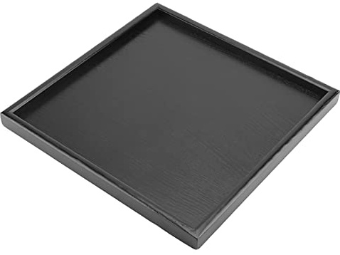 Msiud Vassoio in Massello Legno di Bambù Naturale, 30x30 cm da Cucina | Antiscivolo con Bordo Rialzato, Portaoggetti Grande Colazione Servizio Tavola Decorazione Casa e Bagno Elegante Nero Moderno