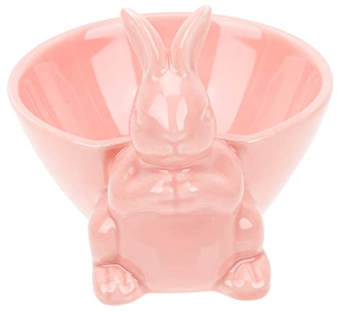 Theaque Bunny Candy Dish Easter Rabbit Bowl Ceramic Fruit Bowl Snack Serving Bowl Easter Salad Dessert Bowl Table Decoration (Pink)