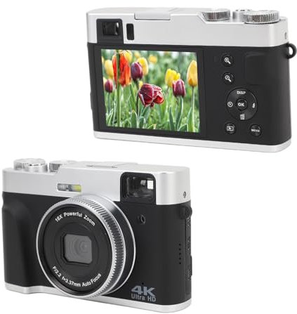 Jiawu Retro Style Digital Camera, Autofocus 4K Vlogging Camera with 2.8 Inch IPS Screen, 48MP 16X Digital Zoom Digital Camera, Anti Shake for Travel Video Photography (Black)