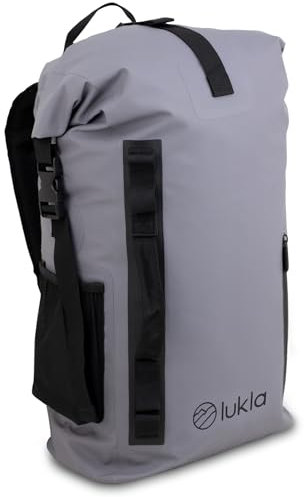 Lukla - Premium 25L Grey Waterproof Dry Bag Backpack with Inner Laptop Sleeve & Waterproof Phone Case. Roll-Top Closure Made for All Watersports Activities, Hiking, Cycling & Commuting