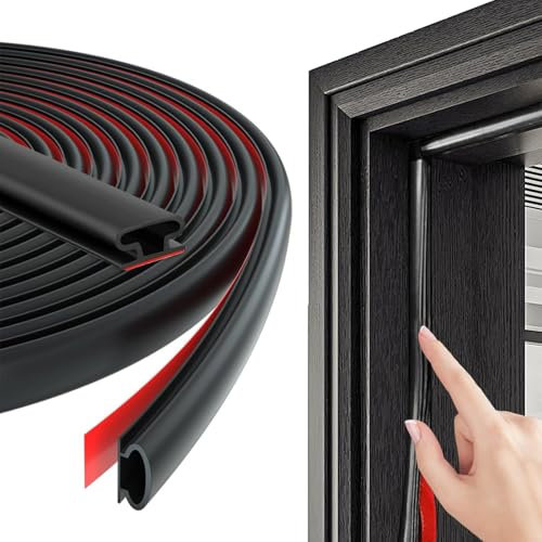 wordmouk 8 M Goma Burlete Puerta Entrada Autoadhesivo Burlete Puerta Tiras Sellado Ventana Junta de Goma Marcos de Puertas Entrada Casa Para Insonorizar Aislante Frio Antipolvo - Tipo D, Negro