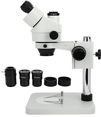 Stereomicroscopio con Ingrandimento Regolabile con Oculare Ad Alto Punto Oculare per Saldatura Industriale, Strumento di Osservazione Laboratorio con Zoom 7X, 45X, Facile