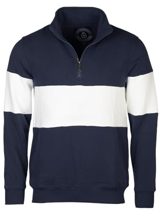 Rydale Mens Striped Embroidered Sweatshirt Men Country Jumper Sweater Fleece (UK, Alpha, XL, Regular, Regular, Navy/White/Navy)