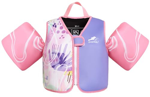 Gogokids Kinder Schwimmweste mit Schwimmärmeln, Kleinkinder Schwimmjacke mit Armbändern Jung Mädchen Schwimmhilfe Auftrieb für 2-3 Jahre/15-19 KG für Pool, Schwimmunterricht, Schwim und Wasserpark
