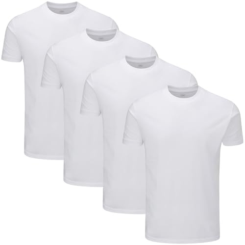 uniplen 4 Pack Plain Crew Neck T-Shirt (M, White (0125))
