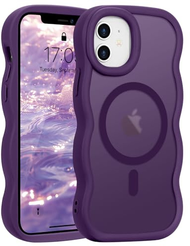 Pepmune für iPhone 12/iPhone 12 Pro Hülle Kompatibel mit MagSafe, Lila | Wellen Design TPU Bumper Stoßfest Schutzhülle. Magnetisch Handyhülle. Durchscheinend Silikon Case.