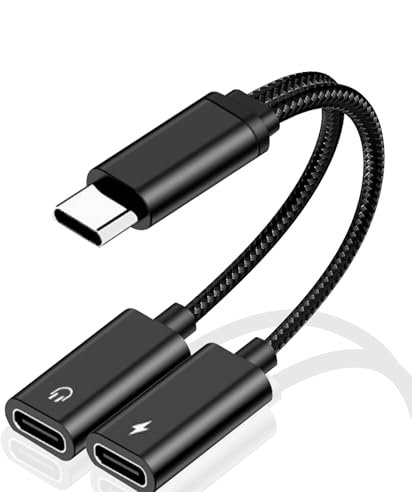 Knocery Adaptador Tipo C Doble 2 en 1, USB C Splitter Carga y Auriculares, Adaptador de Auriculares USB C y Carga con PD Carga Rápida para Samsung Galaxy