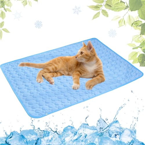 LEZUAN Cooling Mat for Dogs and Cat, Heat Relief Pet Cooling Mat for Crates, Kennels and Beds - Portable and Washable(Blue,30x40cm)
