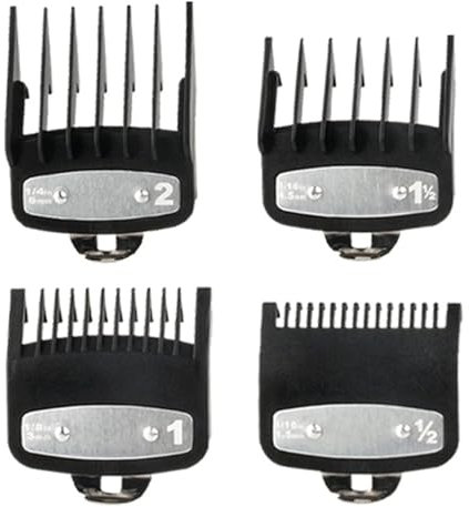HoAhaMay 4 Stück Trimmer-Aufsatzkamm, Wahl Haarschneider-Führungskamm, Haarschneider-Führungskamm, Barttrimmer-Aufsatzkamm-Set für präzises Haarschneiden, Längen 1,5 mm, 3 mm, 4,5 mm, 6 mm (Schwarz)