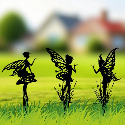 JGZTJXNK Garten Deko Blume Elfen 3 Stück Set Metall Märchen Statue Geeignet für Hof, Blumentopf, Rasen, Dekoration Geschenk