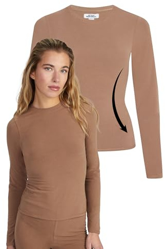 Style & Republic Damen Figurbetont Langarm T-Shirt aus Baumwolle– Weiches Atmungsaktiv Rundhals sportoberteil- Activewear für Damen, Gym Running Yoga- Sportstop Sommer Fitnesswear