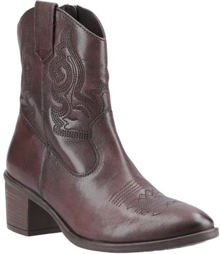 Hush Puppies Wynn Leather Women's Chocolate Heeled Ankle Boots