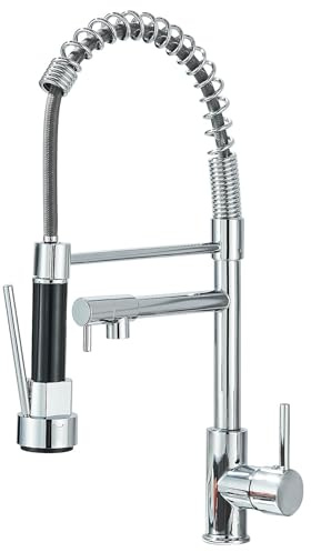 Kitchen Sink Mixer Tap,Faucet Single Handle Lever, High Arc Swivel 360 with 2 Spray Mode Cold and Hot Fittings,Chrome