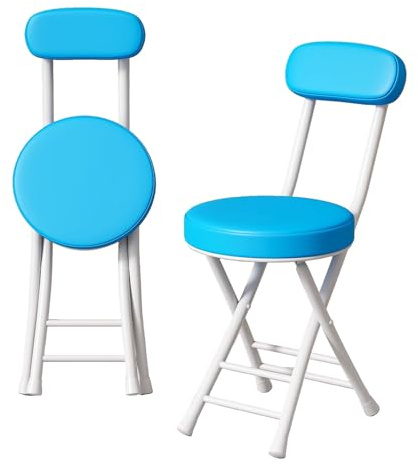 Klappstuhl Camping Leicht 2er Set Hoher Belastbarkeit Klappstühle Esszimmer mit Metallrahmen für Partys, Hochzeiten, Picknick(Blue)