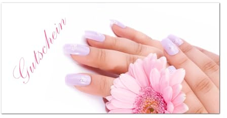 100 Geschenkgutscheine (Nails-636) - Ein super Produkt für Ihre Kunden. Gutscheine Gutscheinkarten für Bereiche Naildesign, Maniküre, Nagelstudio, Kosmetik, Wellness und weitere