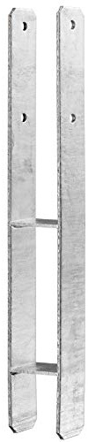 Pfostenträger H-Form 101 mm, feuerverzinkt CE Kennzeichnung, made in Germany, Anker für Carport Zaun usw 101 x 600 x 6 mm
