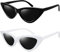 Joopin Klassische Katzenauge Sonnenbrille Damen Schmal und Cat Eye Damen Sonnenbrille Polarisierte Weiß UV400 Cateye Brille Schwarz 80er Doppelpack (Schwarz und Weiß)