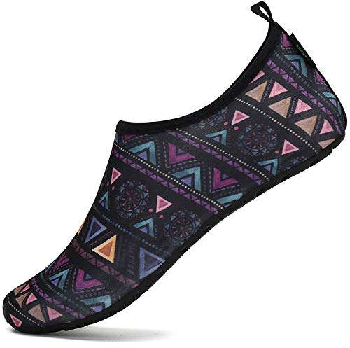 SAGUARO Chaussures de Plage pour Homme Femme Séchage Rapide Aquatiques Chaussettes Léger À l'aise Chaussons de Piscine Antidérapant Chaussures de Bain Violet 38/39 EU