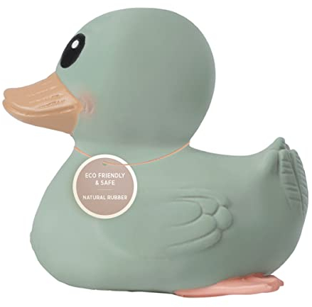 HEVEA Kawan Mini Gummiente – Badespielzeug für Babys aus 100 % Naturkautschuk – Perfekt zum Spielen, Zahnen und Baden – Badespielzeug ohne Schadstoffe – Staubige Minze