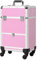 HOMCOM Valise Trolley Maquillage Mallette cosmétique Vanity poignée télescopique réglable 34L x 25l x 62H cm alu. Rose