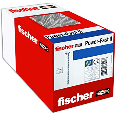 fischer PowerFast II CZF 4,0 x 40, Spanplattenschraube (100 Stk.) mit Vollgewinde, Senkkopfschraube mit Kreuzschlitz, Schraube für Holzverarbeitung, reduziert Einschraubwiderstand & Einschraubzeit
