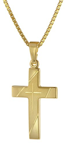 trendor Kreuz Anhänger Gold 333 mit goldplattierter Silberkette 75676-60 60 cm