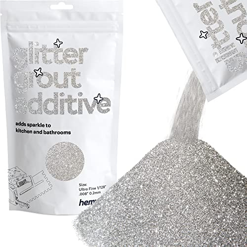 Hemway Glitter Grout Additive - Silver | Ultrafine Metallic Flakes for Adding Sparkle to Old & New Kitchen & Bathroom Tiles | Enhance Your Indoor Grouting Projects with a Sparkly Effect | 100 g