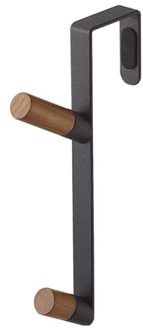 YAMAZAKI 5172 TOWER Over~The~Door Hanger, black, Steel/Wood, 1.5 x 10 x 18 cm