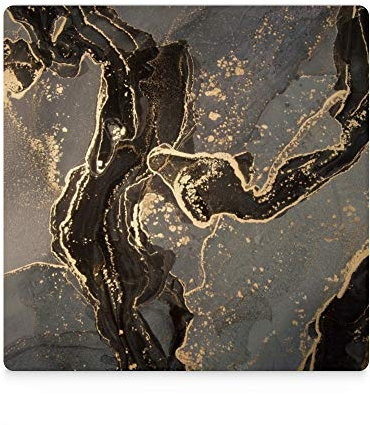 Saugfähige Untersetzer für Getränke, Set von 6, Marmor, abstrakte Kunst, schwarz, grau, golden, quadratische Keramik-Stein-Untersetzer mit Korkboden, geeignet für Holztisch, Einweihungsgeschenk