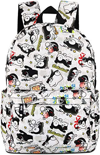 Roffatide Anime Rucksack für Danganronpa Monokuma Rucksack Überall Bedruckte Schultasche Laptop Rucksack Cosplay Daypacks Weiß