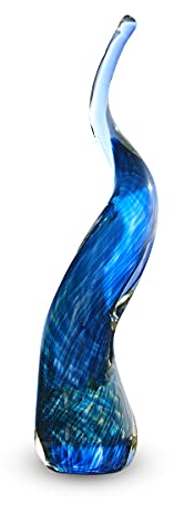 Gocce di Murano Corno portafortuna artigianale in vetro di Murano lavorato a mano scaramanzia napoletana soprammobile idea regalo Made in Italy (Blu Liscio)