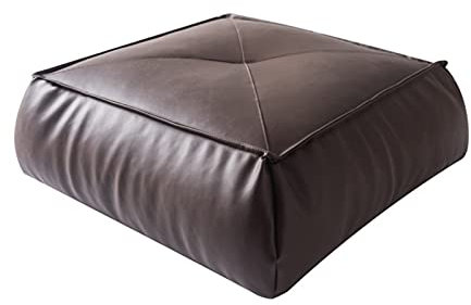 ZZZYZ Quadrat Leder Hocker Für Füße Bodenkissen Wasserdicht Komfürt Sitzkissen Epp-partikel Meditationskissen Für Indoor Wohnzimmer Balkon Dekoration-Dunkelbraun 45x45x15cm(18x18x6inch)