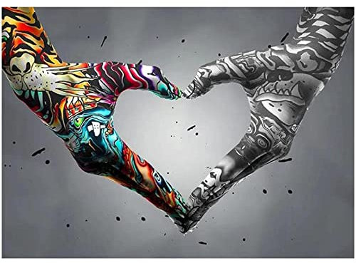 Banksy Art Graffiti Amour Coeur Geste Toile tableau Peinture Street Murale Art Affiches Et Gravures Tableaux Toile tableau Murale Art Pour Salon Decoration Sans Cadre 50×70cm