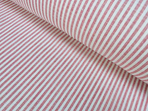 Leinenstoff mit Streifen und Streifen, leichtes Baumwollmaterial, niedliche gestreifte weiße Linien, Heimdekoration, Schneiderei, 150 cm breit (Meterware) (Rosa)