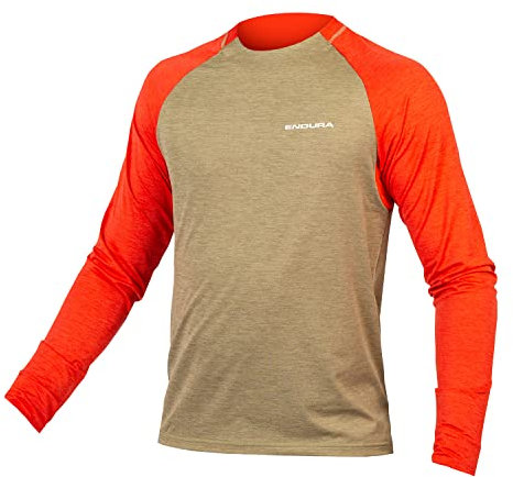 Endura Herren Singletrack Mountain Cycling Shirt, Tech Jersey L/S-Mushroom, Small