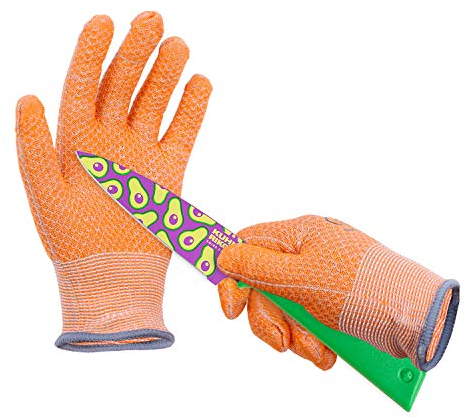 HPHST Schnittsichere Handschuhe für Kinder Kinder Arbeitshandschuhe im Wabendesign A5 Schnittfeste Handschuhe Gartenhandschuhe für 3-8 Jährige Kinder 1 Paar Grau (XXS, Orange)