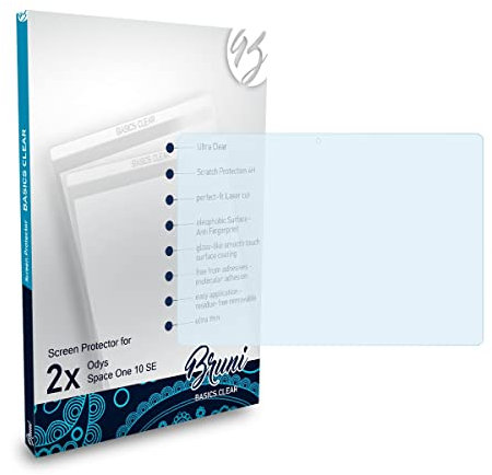 Bruni Schutzfolie kompatibel mit Odys Space One 10 SE Folie, glasklare Displayschutzfolie (2X)