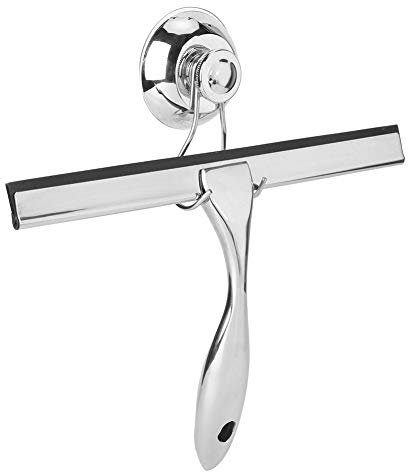 Escurridor de ducha de 24 cm/9,5 pulgadas, escurridor limpiador de ducha de acero inoxidable con gancho de ventosa, limpiaparabrisas, escurridor de baño
