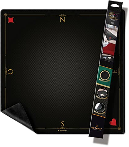 WOGAMAT Offiziell – Spielkartenmatte, luxuriös, schwarz, für Tarot, Poker, Gegene, 60x60 cm – dickes Neopren, rutschfest auf jeder Art von Oberfläche – gleitet Karten perfekt für jede Art von Spiel